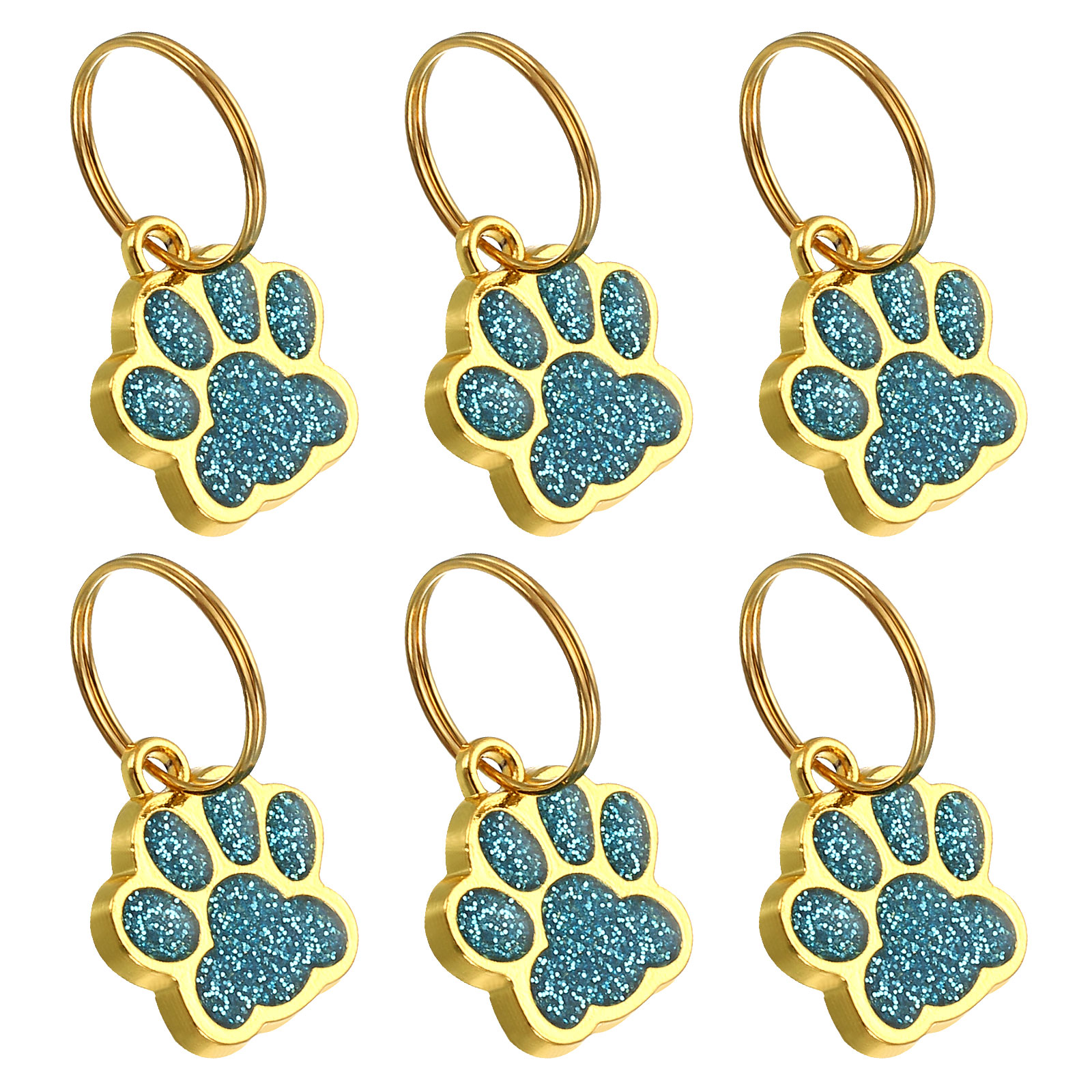 Unique Bargains Animal Dog Cat Paw Print Pendants, 6 Pcs Footprint Bead, Light Blue
