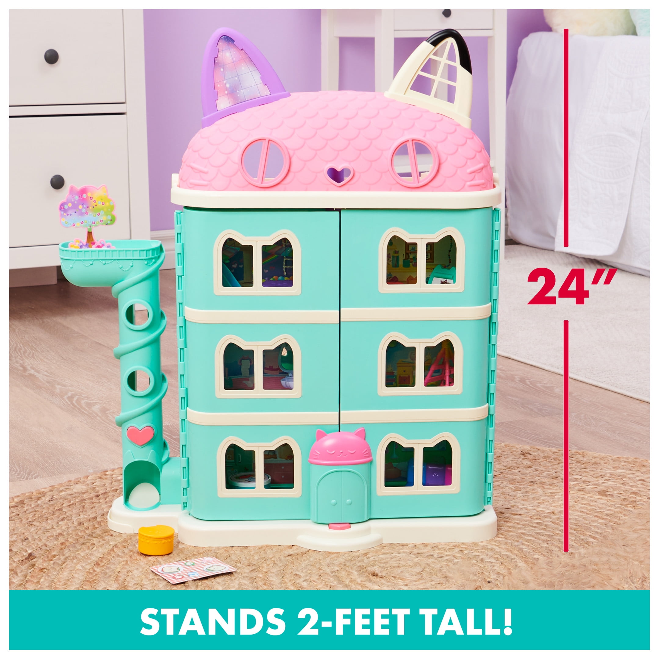 Gabby's Dollhouse, Purrfect Dollhouse 2-Foot Tall Playset with Sounds, 15 Pieces