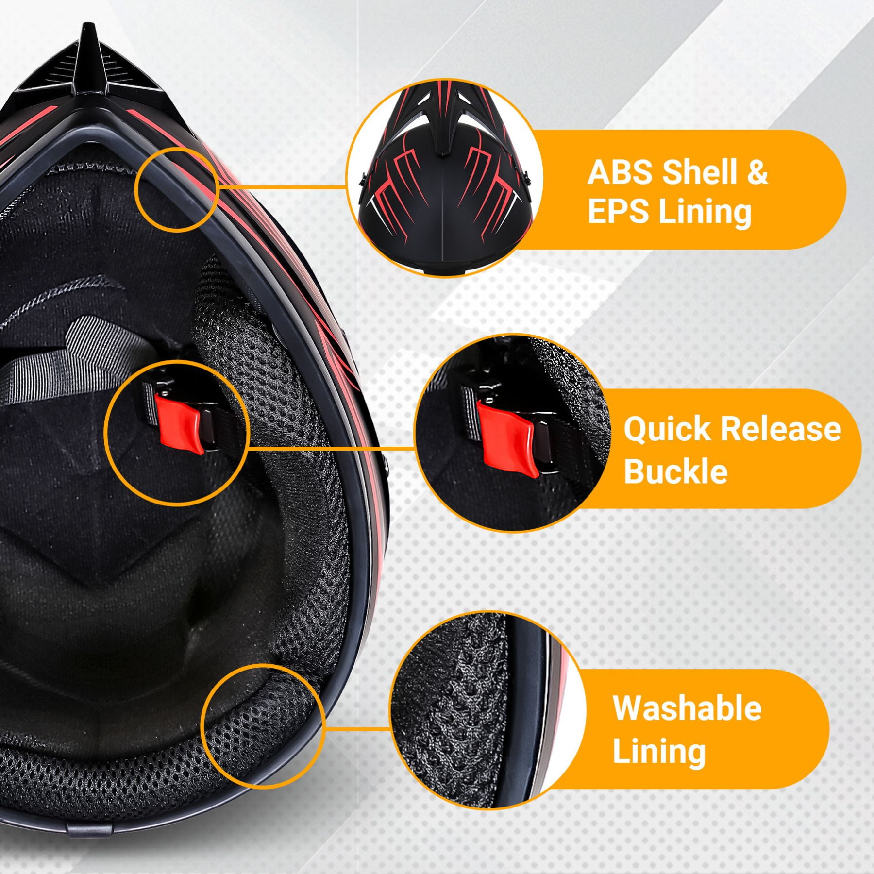 Oryxearth Motocross Dirt Bike Helmet, Off-Road Motorcycle & ATV Helmet with Goggles Gloves, Red, M