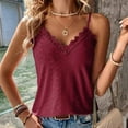thumbnail image 4 of Bmisegm Women Fashion Sexy V Neck Lace Solid Color Small Vest Top Women's Vests Red XXL, 4 of 7