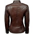 thumbnail image 3 of HOT Women's Genuine Lambskin Real Brown Leather Jacket Stylish Biker Coat W320, 3 of 4