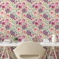 thumbnail image 2 of Ambesonne Retro Peel & Stick Wallpaper for Home, Flowers Pattern Watercolor, 13"x72", Eggplant Earth Yellow, 2 of 5