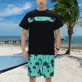 thumbnail image 2 of Men's Suits Casual Hawaii Set with Coconut Tree Print Shirt and Drawstring Waist Shorts for Everyday Wear and Travel, 2 of 8