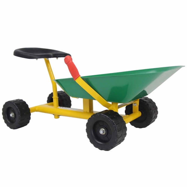 Patiojoy Benne à Sable pour Enfant, Pelle à Sable à Chevaucher, Pelle de Creusage Robuste, Jouet à 4 Roues, Vert
