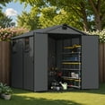 thumbnail image 3 of Patiowell 6'x8' Resin Storage Shed, Lockable Door & Window, Durable All-Weather Outdoor Shed for Garden & Tool Storage, Dark Gray, 3 of 9
