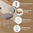 thumbnail image 6 of HomeZeer Counter Height Bar Stool Chairs Set of 3, 26" Kitchen Island Barstools with Back and Footrest, Square Line Fabric Upholstered Bar Chair ,Gray, 6 of 9