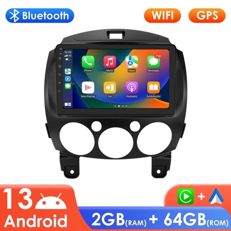 Hizpo 64GB Android 13 Apple CarPlay Wifi RDS 9" Touch Screen Car Stereo Radio Head Unit Multimedia GPS Navigation Player For Mazda 2 2007 2008 2009 2010 2011 2012 2013 2014