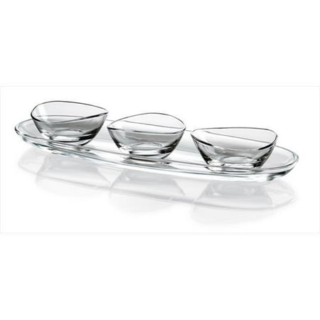 

Majestic Gifts E60980-US Papaya 19.7 x 6.3 in. High Quality Glass Set Of 1 Small Tray Plus 3 Small Bowls
