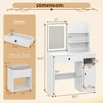 thumbnail image 2 of Kadyn Vanity Desk with Mirror and Lights, Makeup Table with Charging Station, Dressing Table Makeup Desk for Bedroom, Small Space, White, 2 of 7