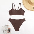 thumbnail image 2 of Swimming Suits for Women Summer Beach Solid Color Backless Bikini Split Set Coffee Women Bathing Suits S, 2 of 7
