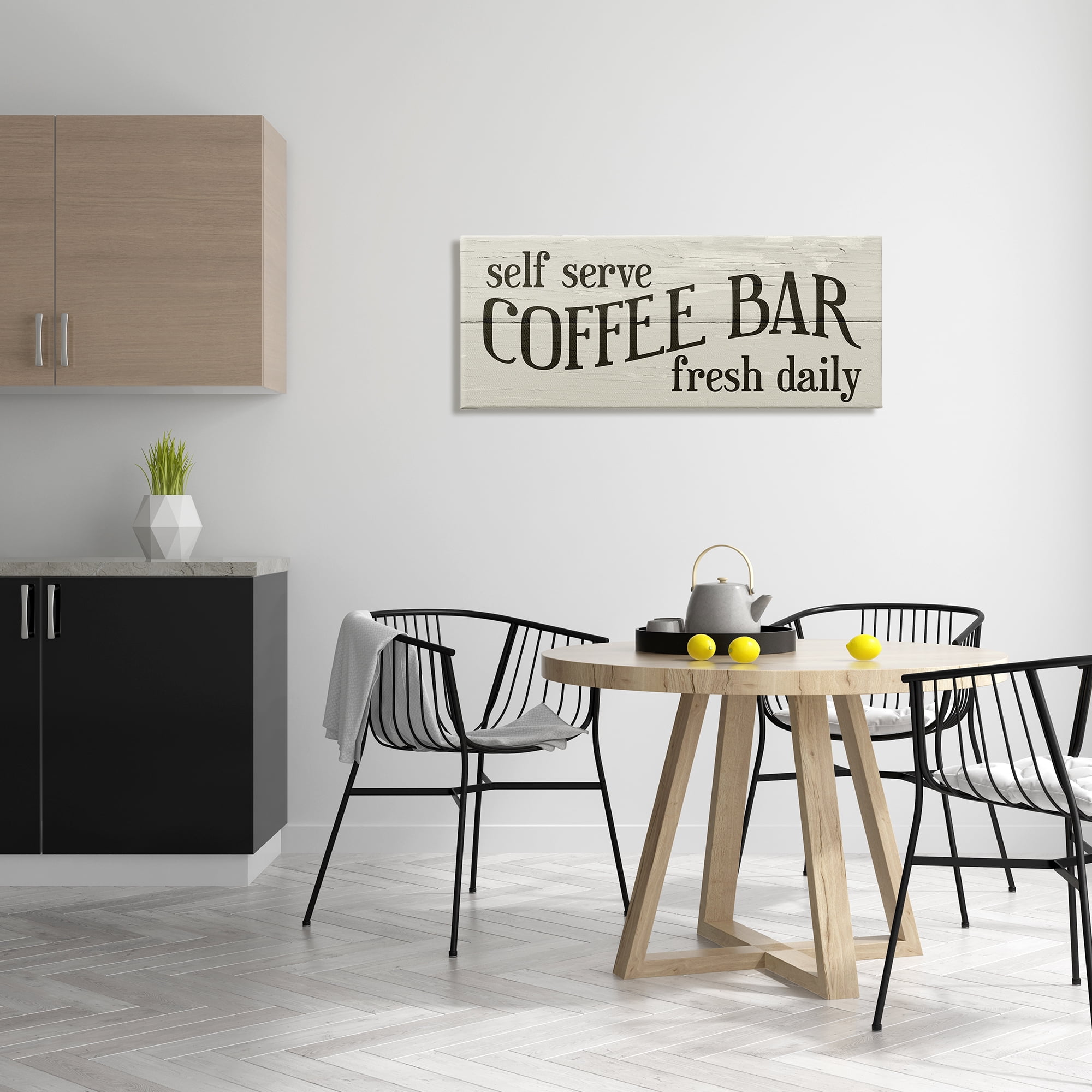 Stupell Industries Self Serve Coffee Bar Sign Rustic Plank Pattern, 40 x 17, Design by Daphne Polselli