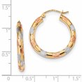 thumbnail image 2 of 14k Yellow Gold w/ White & Rose Rhodium Polished, Satin & D/C Hoop Earrings TF1019, 2 of 2