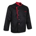 thumbnail image 1 of Chaqueta de chef con broches Chaqueta de panadero Camisa de chef de manga larga Chaqueta de trabajo Unisex Negro l Hugo chaqueta de chef hombres uniformes mujeres, 1 of 10