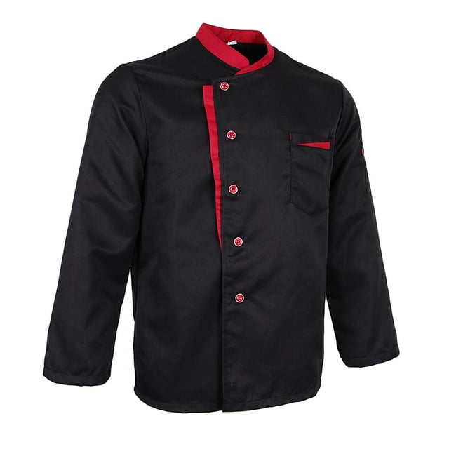 Chaqueta de chef con broches Chaqueta de panadero Camisa de chef de manga larga Chaqueta de trabajo Unisex Negro l Hugo chaqueta de chef hombres uniformes mujeres