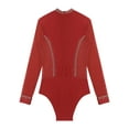 thumbnail image 6 of TSSOE Men Mesh Latin Dance Leotard Bodysuit Long Sleeve See-Through Rhinestones Salsa Tango Dancewear Red XXL, 6 of 7