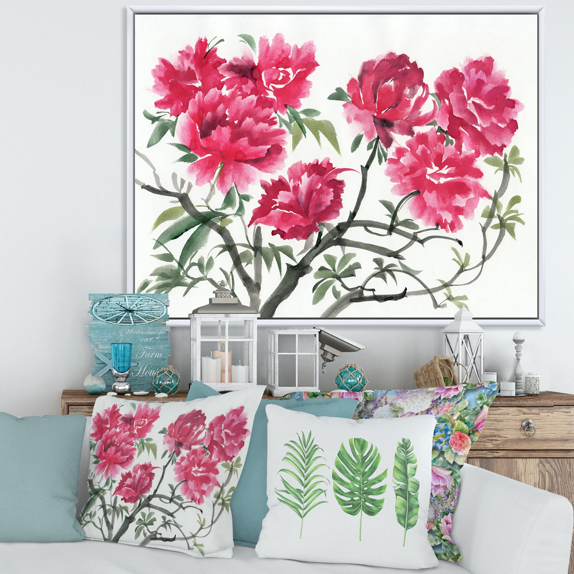 Designart 'Ancient Purple Azalea Flower' Traditional Framed Canvas Wall Art Print
