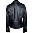 thumbnail image 3 of Women's Black Lambskin Real Leather Stylish Jacket Biker Motorcycle Slim Fit Collared Coat W495, 3 of 4