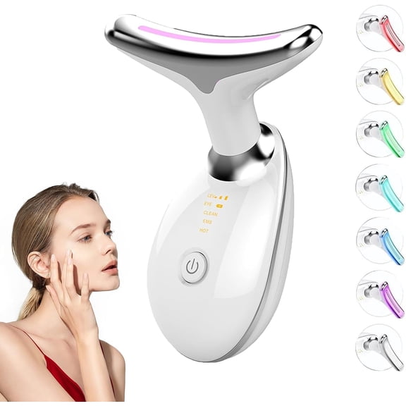 Electric Microcurrent Facial Massager – 7-Color LED, Vibration & Heating for Face & Neck Skincare Support, Rechargeable Beauty Tool