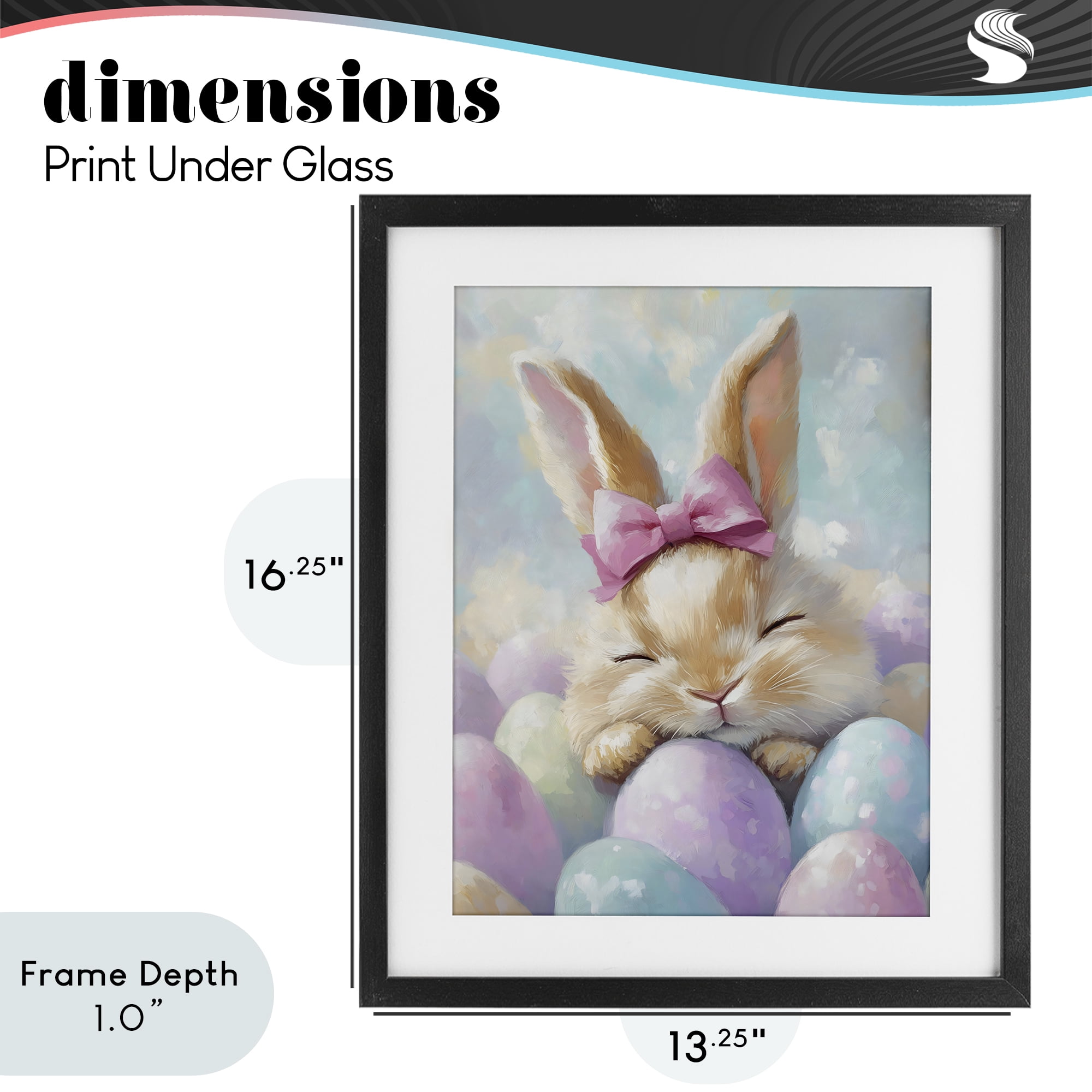 Stupell Industries Sleeping Easter Bunny with Eggs Black Framed Print Under Glass, design by The Prints Vibe
