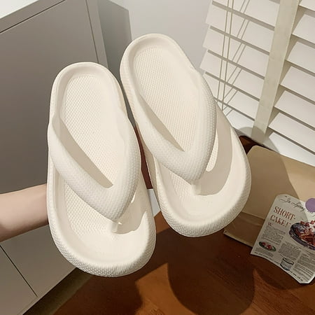 

Ovzne Flat Sandals For Women Silver Shoes Flip-Flops Women S Summer Loose Thick Bottom Eva High Elastic Rubber And Plastic Leisure Beach Flip-Flops Women Sandals