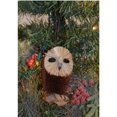 thumbnail image 2 of 4.25" Dark Brown and Beige Whimsical Bristle Brush Handcrafted Owl Hanging Ornament, 2 of 2