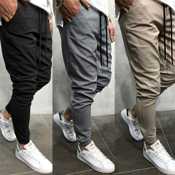 Canis - Men Long Casual Sport Pants Gym Slim Fit Trousers Running ...