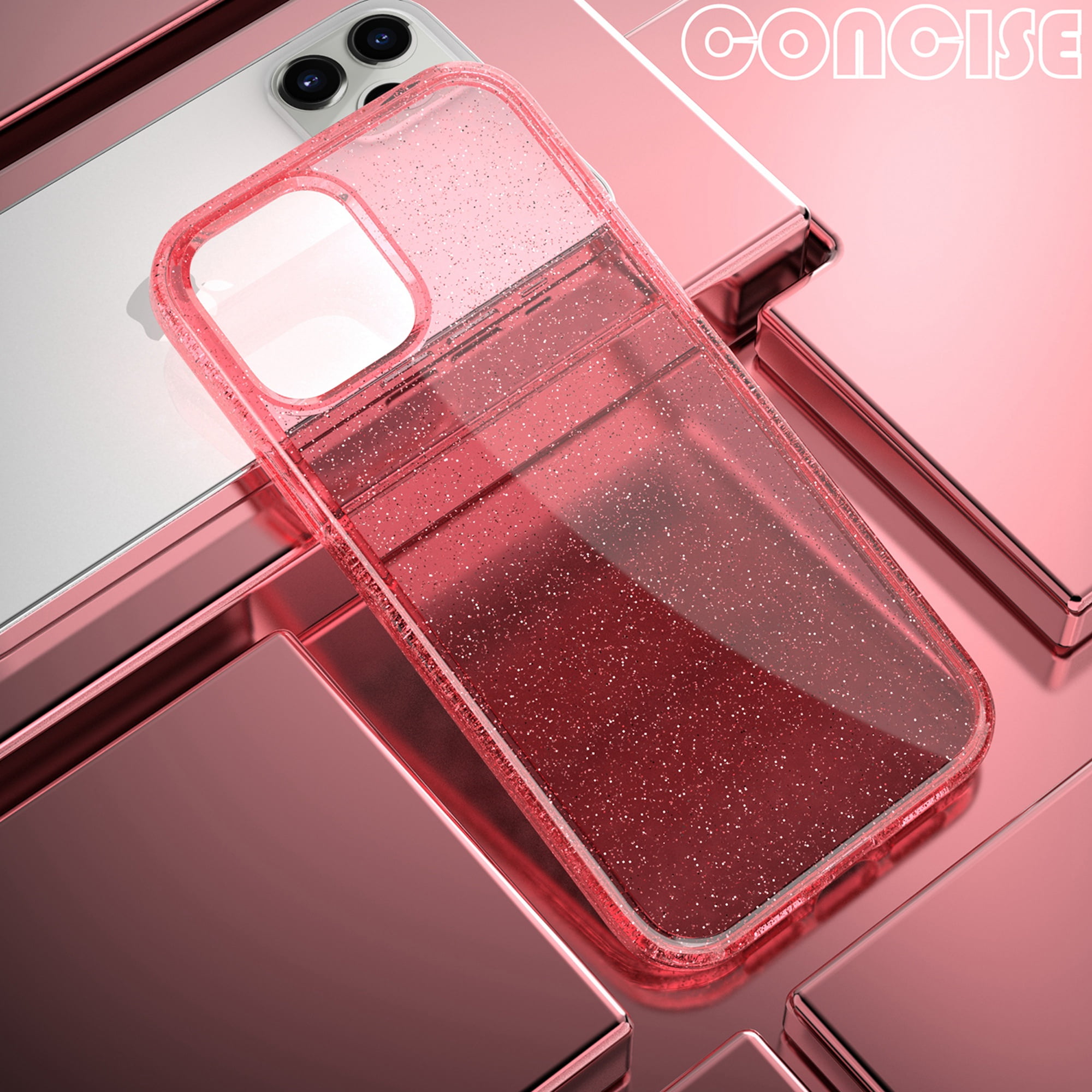 Protector iPhone 12/12 Pro transparente con brillos color rosa - en  Cellular Center