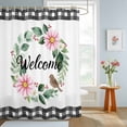 thumbnail image 2 of Bathroom Shower Curtain Rustic Spring Blossom Flower Leaf Bird Waterproof Shower Curtains with Hooks, Black Buffalo Plaid Bath Curtains Bathtub Curtain Home Decor 36x72in, 2 of 9