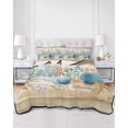 thumbnail image 2 of Quilts Queen Size Bedding Set, Starfish Coastal Reversible Summer Quilt 3 Pieces, Summer Ocean Coral Conch Seagrass Vintage Brown Lightweight Bedspreads Coverlets with 2 Pillow Shams for All Seasons, 2 of 5