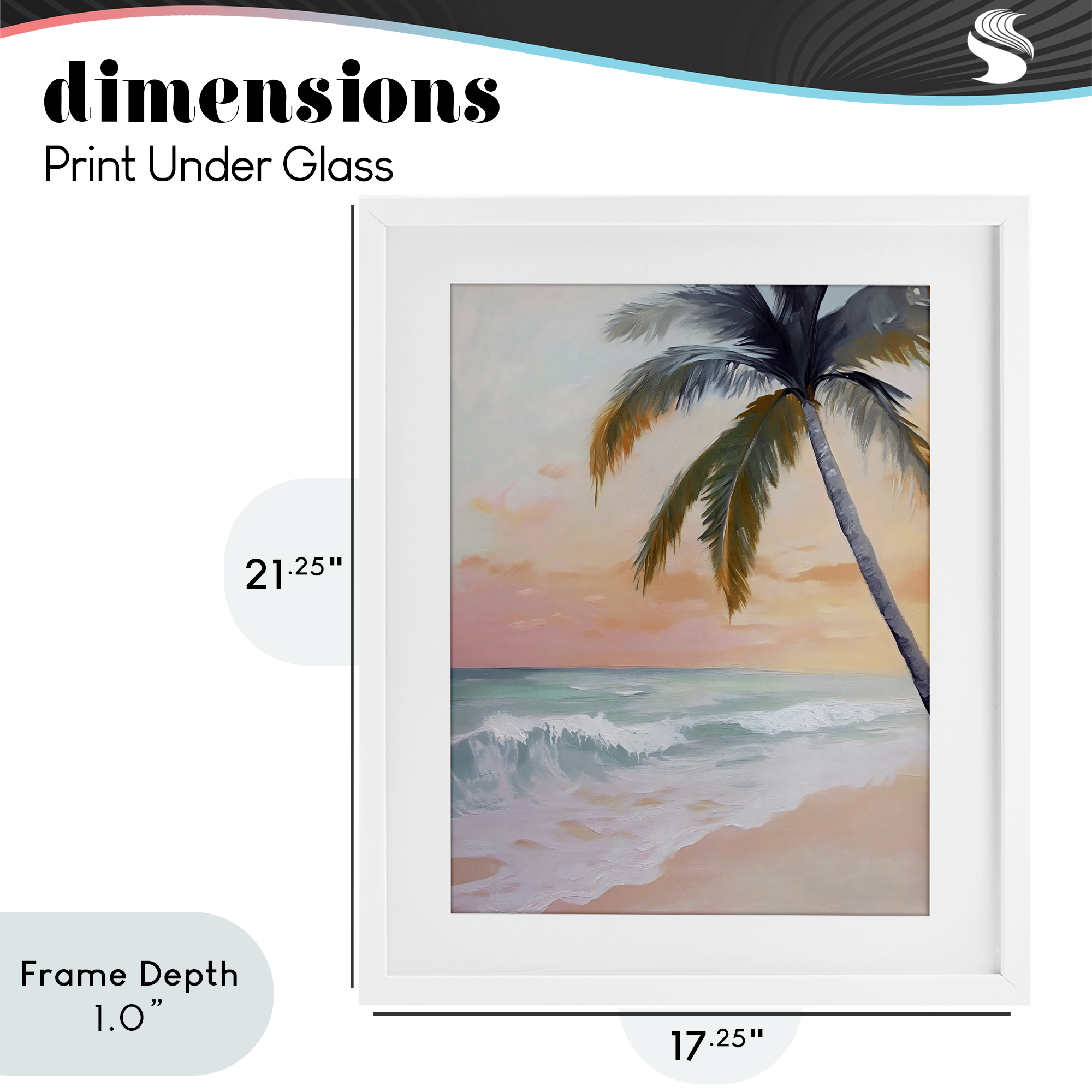 Stupell Industries Tranquil Sunset & Beach Palm White Framed Print Under Glass, design by Creative Studio