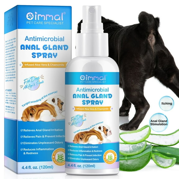 Oimmal Dog Anal Gland Spray - Fast Relieves Anal Gland Irritations and Soothes Itching, Stops Scooting & Excessive Licking, Eliminates Tough Odors, Pain Relieving - 4.4 Fl Oz