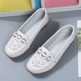 thumbnail image 3 of Mepaouo Women's Leather Loafers Slip on Casual Shoes Hollow Low Wedge Oxfords Soft Walking Flats, 3 of 5