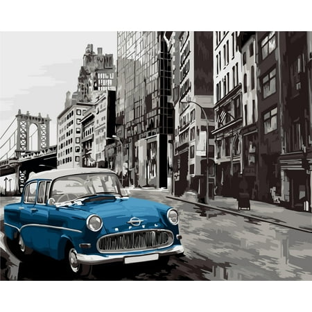 UPC: 4650206104642 | Painting By Numbers Kit By Crafting Spark New York Bridge C035 19.69 x 15.75 In Car City Black
