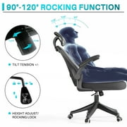 Ninecer Ergonomic Office Chair, Computer Desk Chair with Wheels, High Back Mesh Office Chair with Adjustable Lumbar Support, Headrest, Flip-Up Armrests, Black