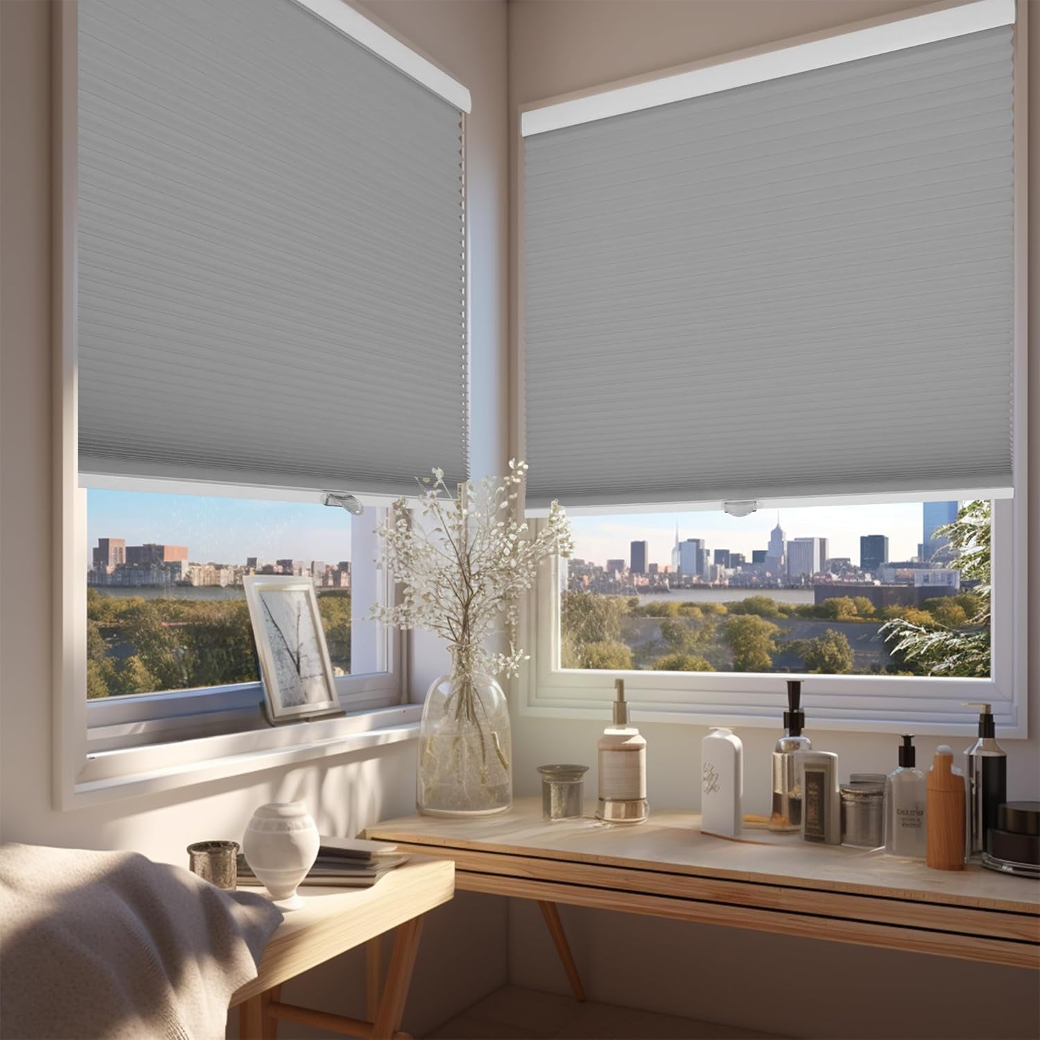 Chicology Grey Cordless Blackout Cellular Shades 60.5 in. W x 48 in. L