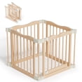 thumbnail image 2 of Buballino Natural Wood Baby Playpen - 27.5" Flexible 4-Piece Assembly Set, 2 of 8