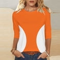 thumbnail image 4 of Ounisa Womens 3/4 Sleeve T Shirts Crew Neck All Over Print Casual Soft Comfy Loose Fit Spring Summer Daily Wear Basic Tops S-2XL, 4 of 6