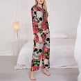 thumbnail image 3 of Goofa Skull and Roses Printed Women’s 2 Piece Pajama Set Super,Pajamas Women's Long Sleeve Sleepwear Soft Button Down Loungewear Pjs Lounge Set Nightwear-, 3 of 9