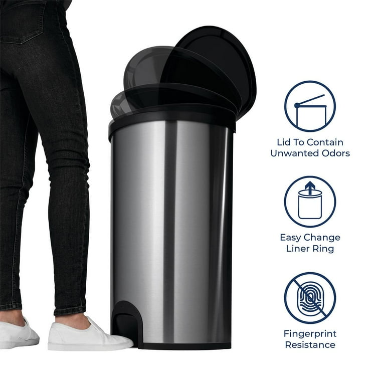 Nine Stars Toe Touch Automatic Trash Can, 13 Gallon Stainless