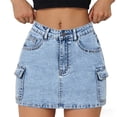 thumbnail image 1 of EnJoCho Jupe Cargo en Denim pour Fille Y2K Taille Basse Bouton Bodycon Jupe en Denim Ajustée Mini Jupe avec Poche à Rabat Robe Décontractée en Coton pour Bébé Fille, 1 of 6
