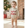thumbnail image 6 of Miaouyo Infant Baby Boy Girl Christmas Rompers 0 3 6 12 18 Months Letters Embroidery Crew Neck Long Sleeve Jumpsuit, 6 of 9