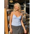 thumbnail image 3 of Women Y2K Lace Spaghetti‑Strap Crop Camisole Top, V‑Neck Babydoll Peplum Going‑Out Tank Top For Summer Beach Vacation, 3 of 7