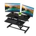 thumbnail image 1 of TechOrbits Standing Desk Converter - 32 Inch Adjustable Sit to Stand Up Desk Workstation, Particle Board, Dual Monitor Desk Riser with Keyboard Tray, Desktop Riser for Home Office Laptop, Black 32", 1 of 4