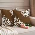 thumbnail image 2 of Coral Brown Outdoor Waterproof Pillow Covers, White Coastal Ocean Marine Nautical Beach Decorative Square Throw Pillowcase Sofa Cushion Sham for Patio/Couch/Chair, 16"x16" 2 Pack, 2 of 8