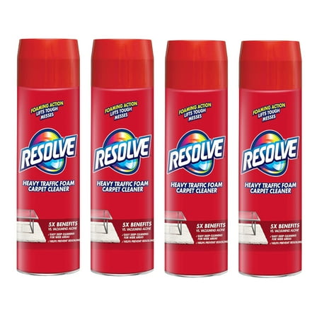 Resolve High Traffic Carpet Foam, Cleans Freshens Softens & Removes Stains 22 oz (Pack of 4)