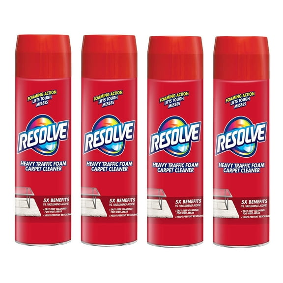 Resolve High Traffic Carpet Foam, Cleans Freshens Softens & Removes Stains 22 oz (Pack of 4)