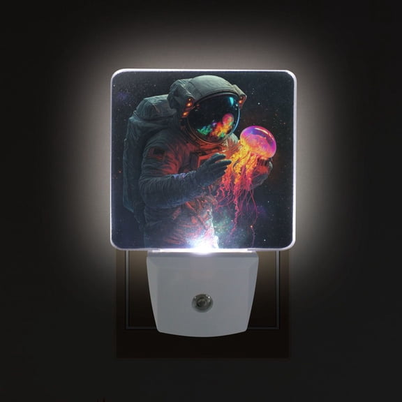 Yayeee LED Night Light for The Home Plug in With Light Sensors 2 Pack, Black Astronaut