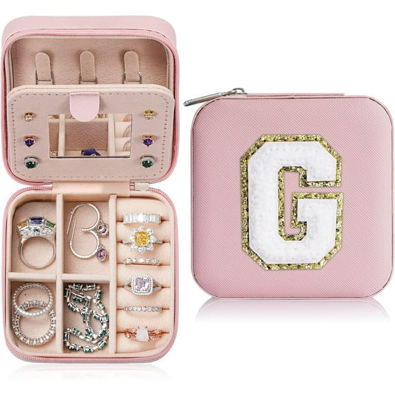 Christmas Gifts For Girls - Jewelry Box For Girls Fashion, Travel Jewelry Case Jewelry Organizer Box For Teen Girls Gifts | Birthday Gifts Christmas Gifts For Girls - Letter G, Pink[Z1]