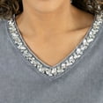 thumbnail image 5 of Women's Gameday Couture  Gray Columbus Crew Relaxed Iconic Edge Rhinestone V-Neck T-Shirt, 5 of 7