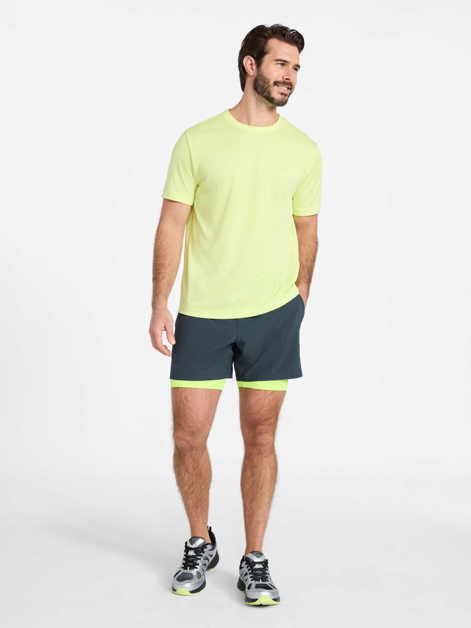 Athletic Works Men's and Big Men's 2 in 1 Gym Shorts with Liner, 6" & 8" Inseams, Sizes S-3XL